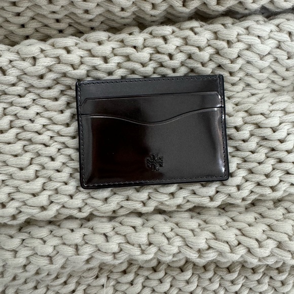 Gray Metallic Tory Burch Card Holder - Picture 2 of 4